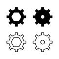 A set of different gears. Outline drawing